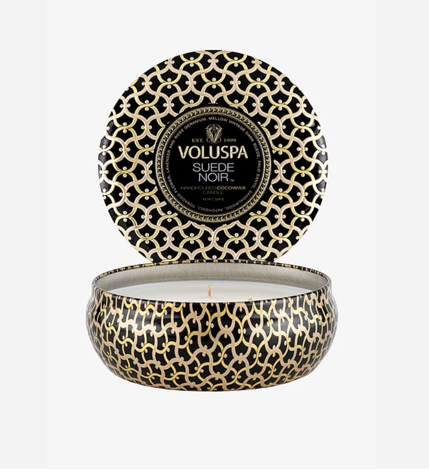 3 wick tin candle 40tim 340g Suede noir