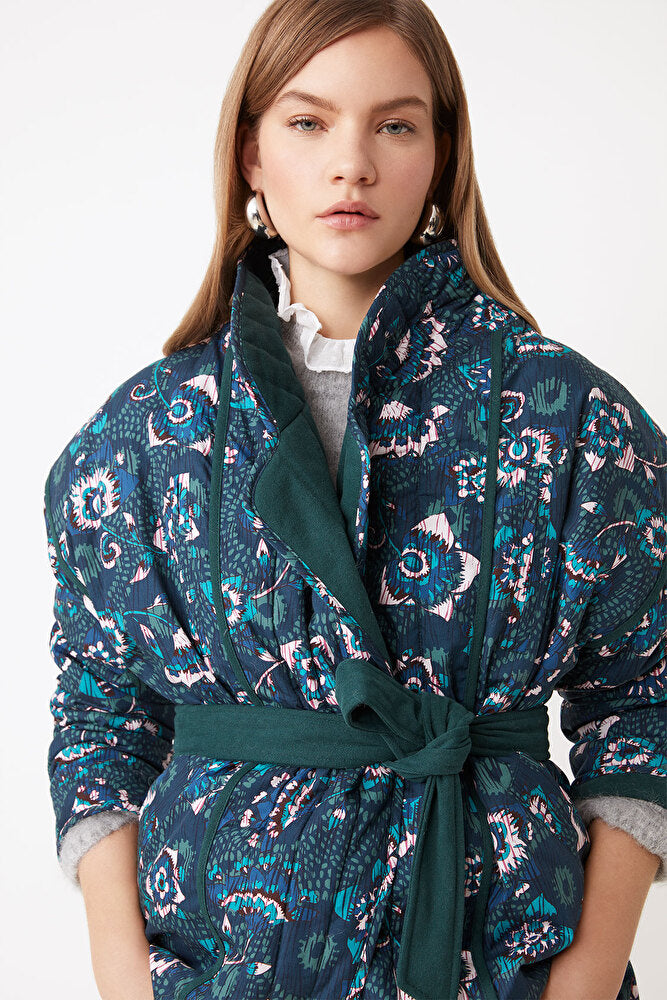 WOVEN MANTEAU ELLO, SAPIN