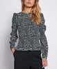 Sabby smock top black/Blue flower print