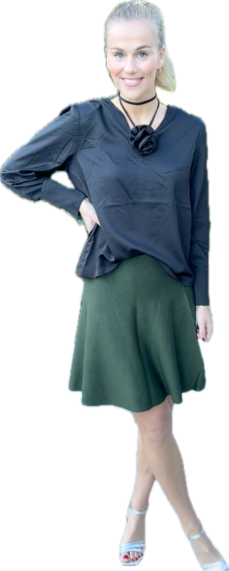Als short knit skirt army