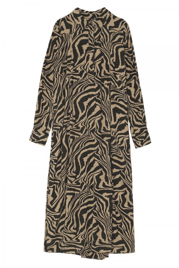 Printed crepe shirt dress
