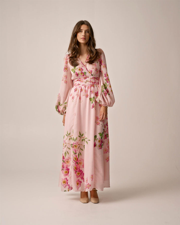Viscose V-Neck Dress Cherry Blossom