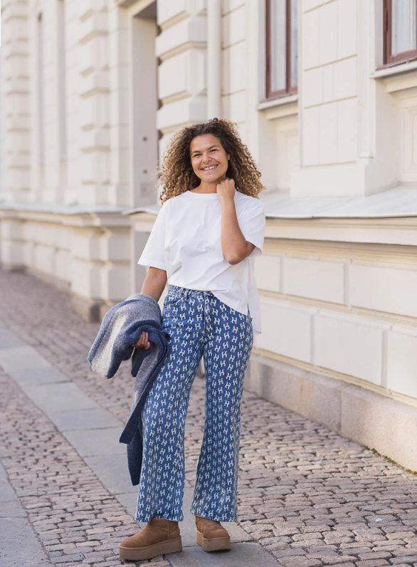 Megan Wide Leg Printed Jeans