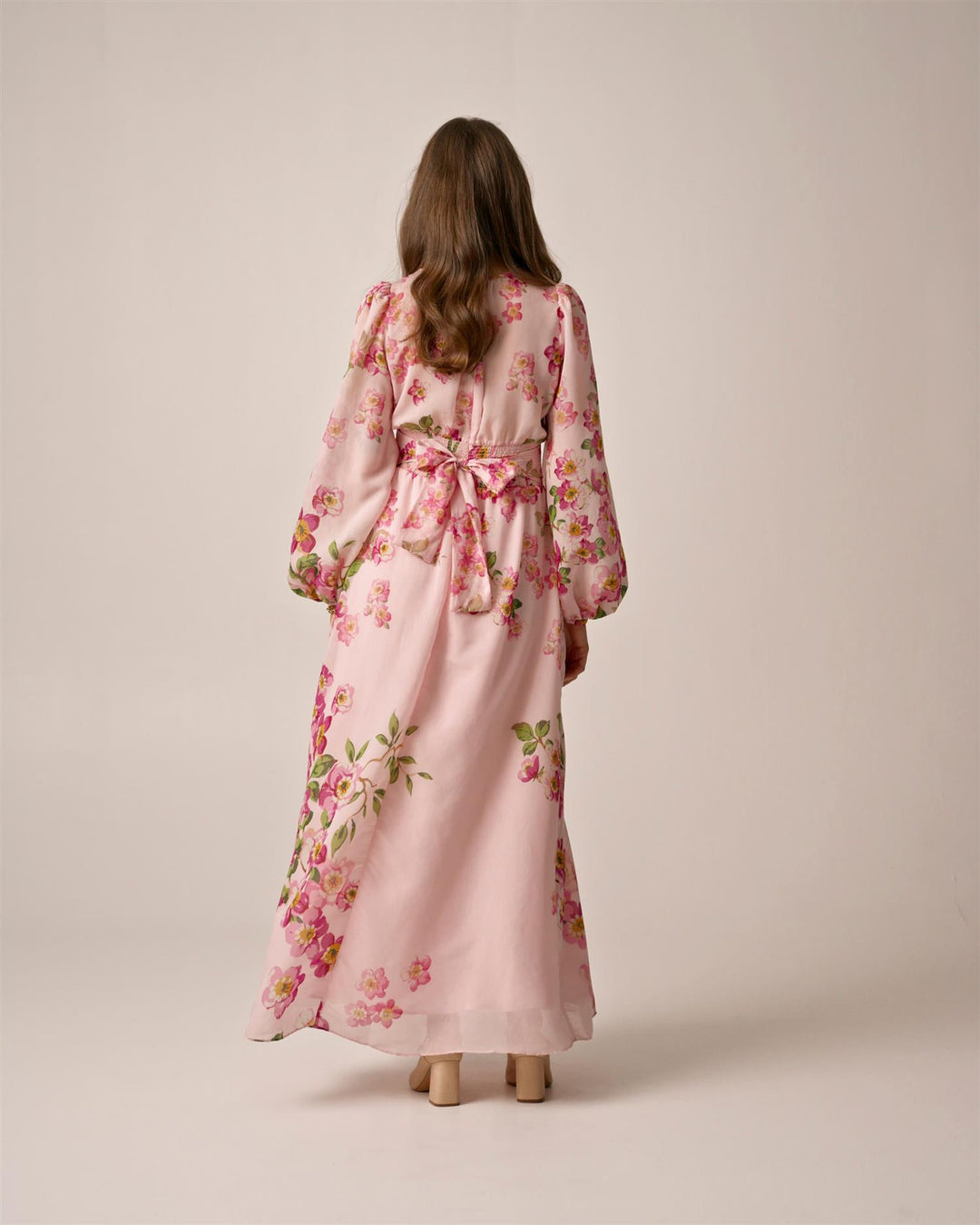 Viscose V-Neck Dress Cherry Blossom