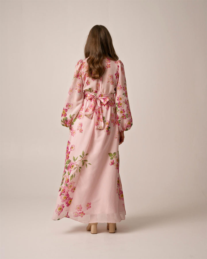 Viscose V-Neck Dress Cherry Blossom