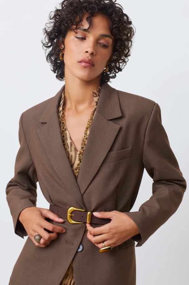 Aila  - Choco leather buckle belt