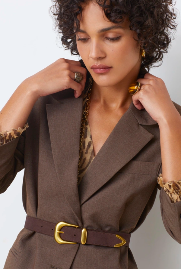 Aila  - Choco leather buckle belt