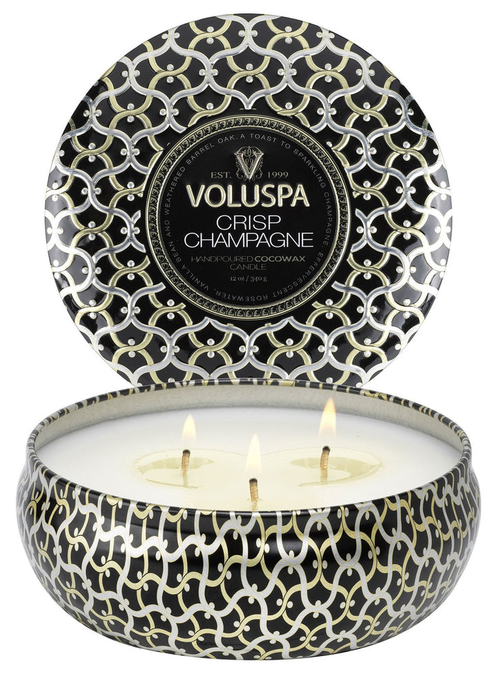 Crisp Champagne 3 wick tin candle