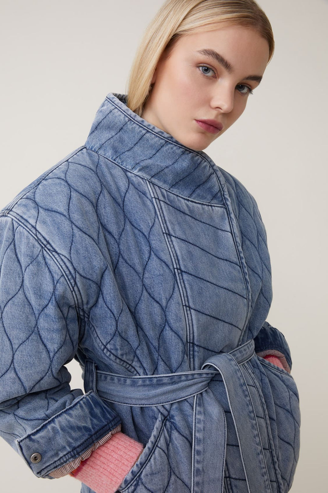 Eric Oversized quilted denim coat