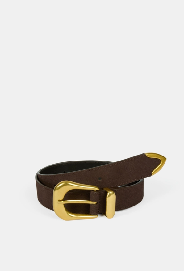 Aila  - Choco leather buckle belt