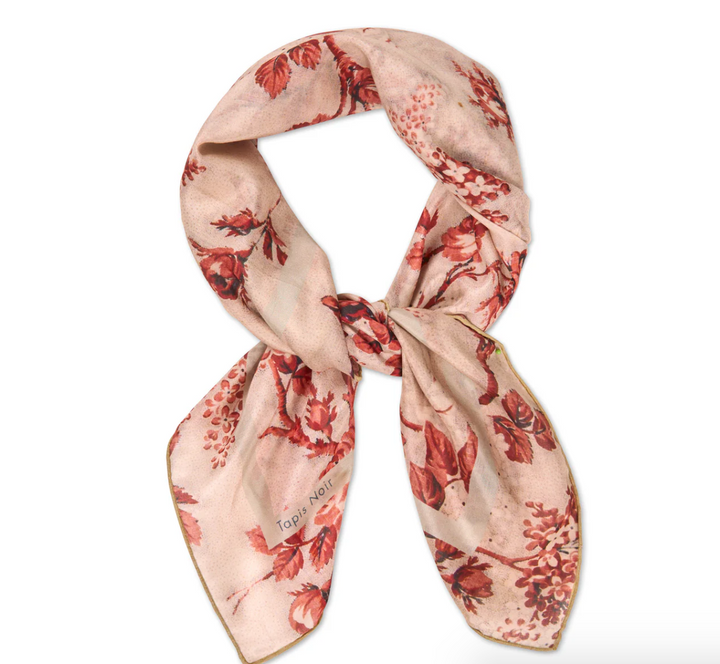 LIGHT RED FLOWER TOILE SCARF