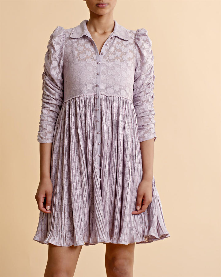 Plisse Shift Dress