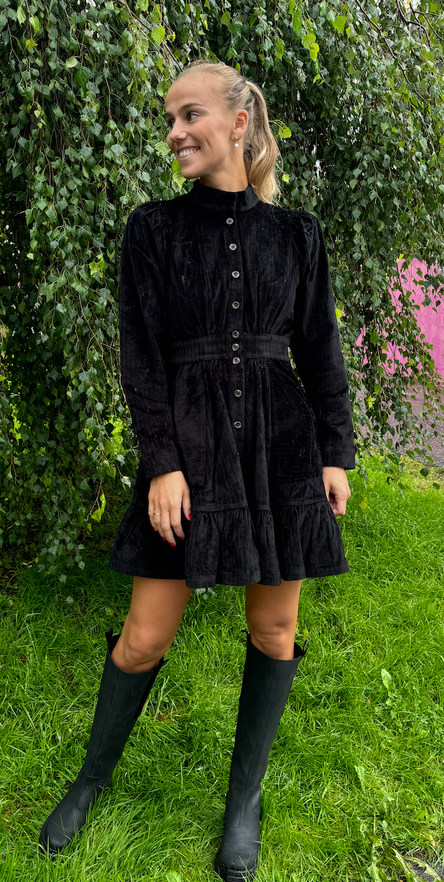 Cotduroy Mini Dress - Black