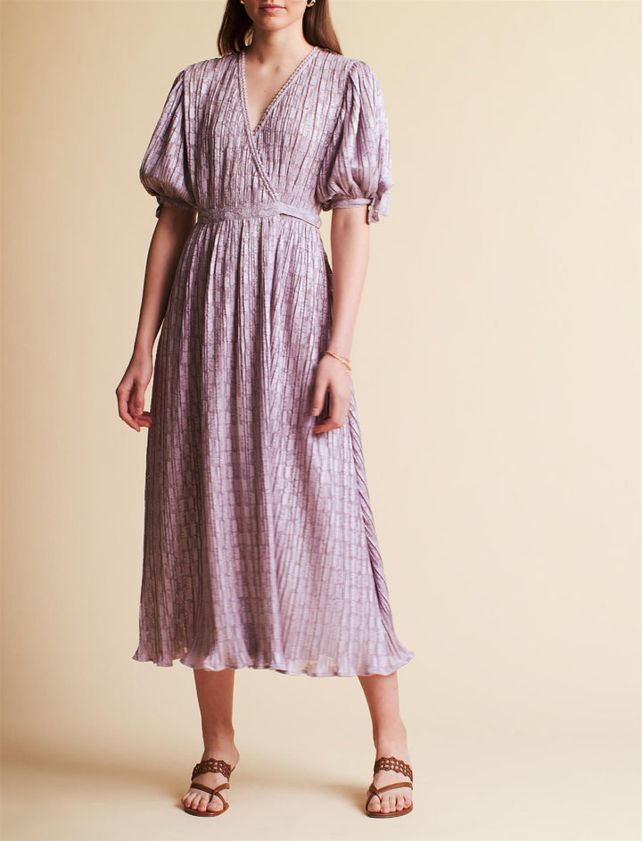 Plisse Wrap Dress Maxi