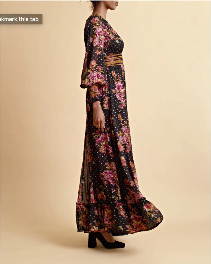 Golden Georgette Maxi Dress