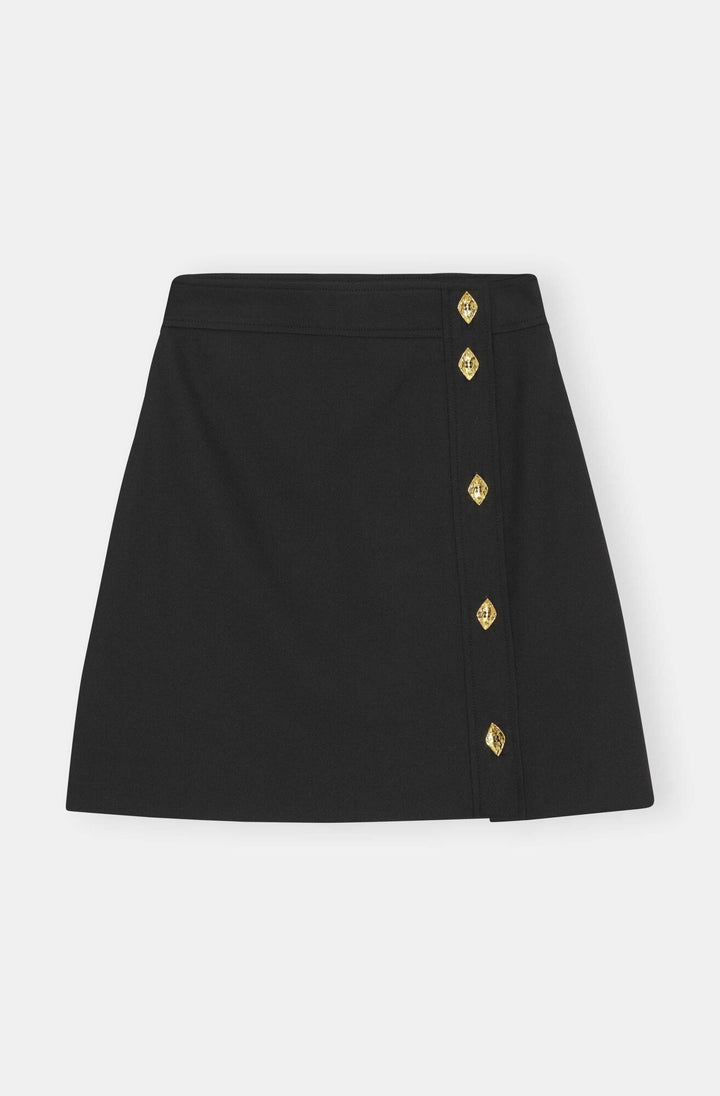 Summer Suiting Button Closure Mini Skirt