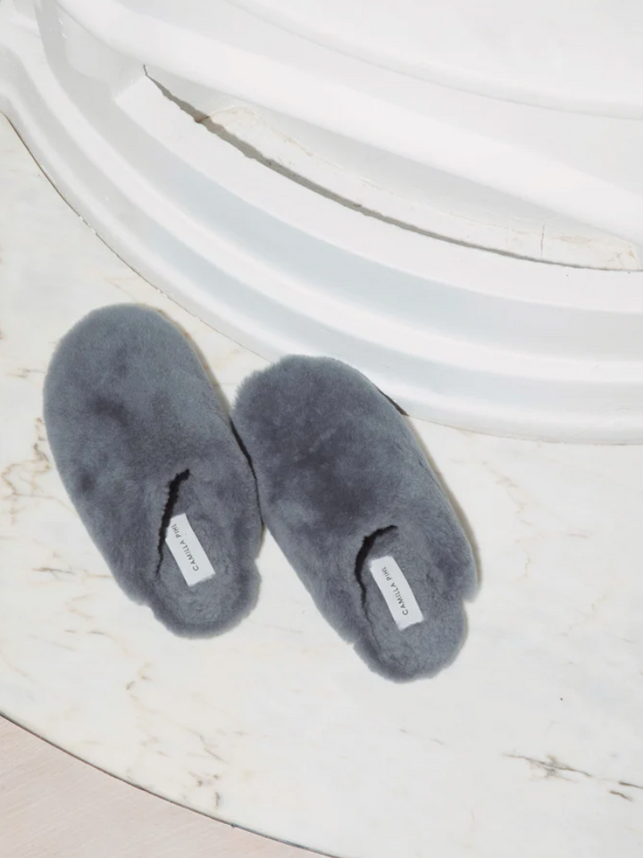 MAIKEN SHEARLING SLIPPERS - SKY GREY